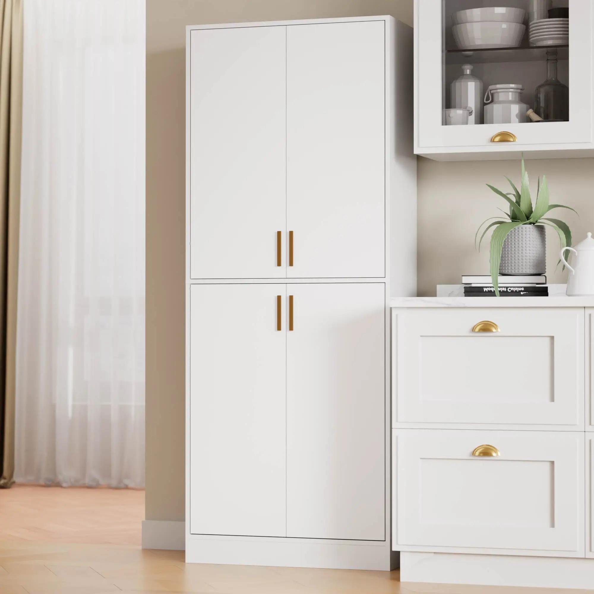 Garde-manger de cuisine de 71 po de haut, armoire autoportante avec étagères et portes réglables pou