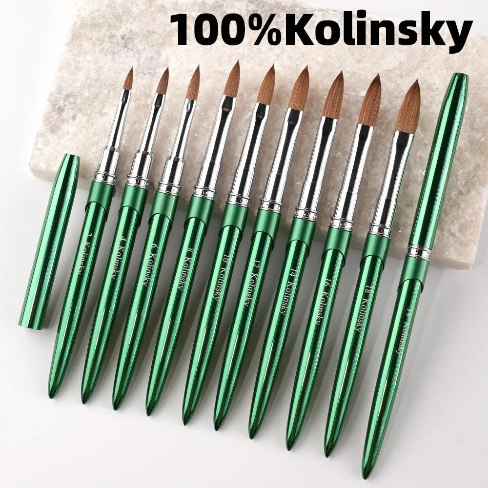 Brosse à ongles en acrylique Kolinsky de haute qualité, nouveau produit en métal 100% pur, brosse Ko