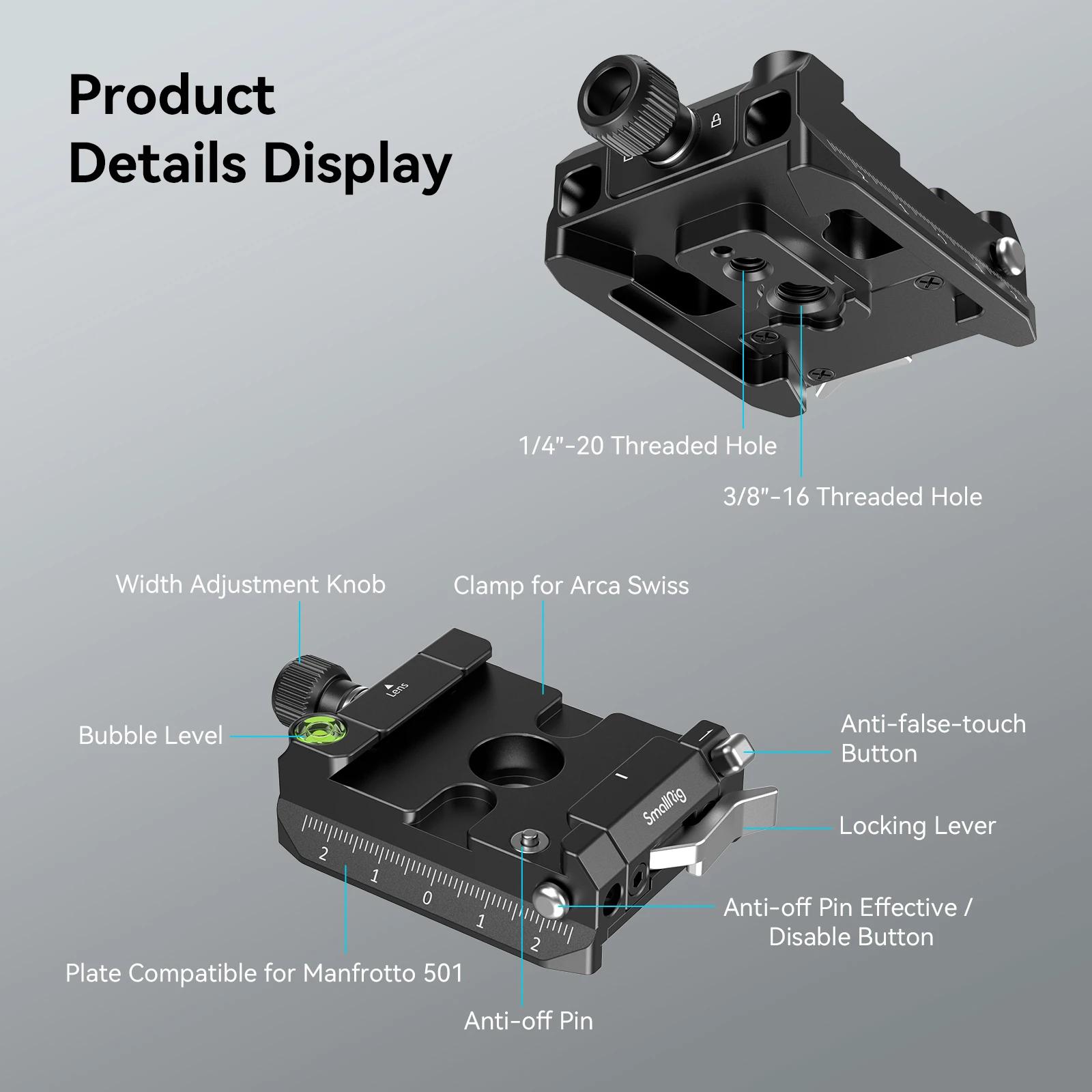 SmallRig-Kit de plaques de montage Arca-Swiss Manfrotto, largeur réglable, compatible avec les stabi