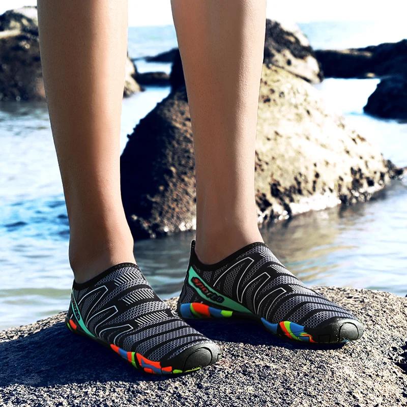 Chaussures d'eau de plage à séchage rapide, pantoufles d'eau unisexes pour natation, pieds nus, surf