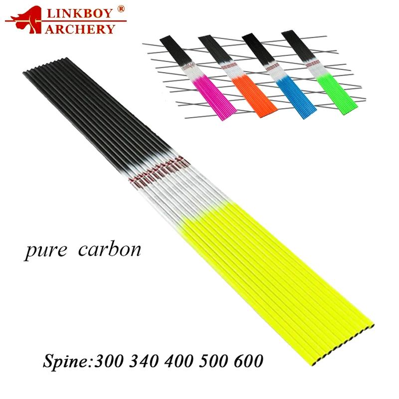 Linkboy Archery 12pcs Carbon Arrow Shaft Spine300-800 30/32inch Compound Traditional Recurve Bow Sho