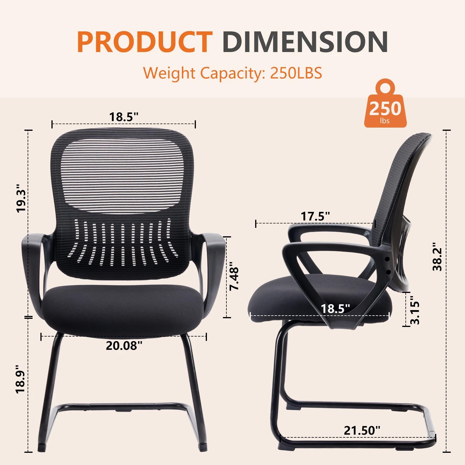 JIAN-Chaise de Bureau Ergonomique Sans Roues, Accoudoir Confortable, Support Lombaire en Maille, Des