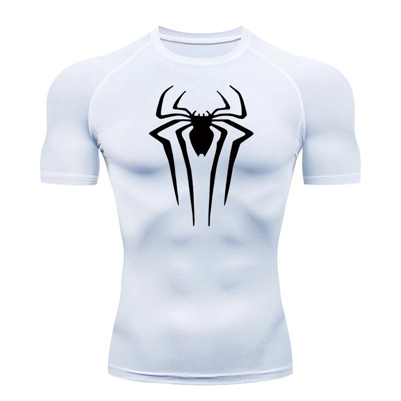 Chemise Compression Imprimée Araignée Homme - T-shirt Été Manches Courtes Séchage Rapide