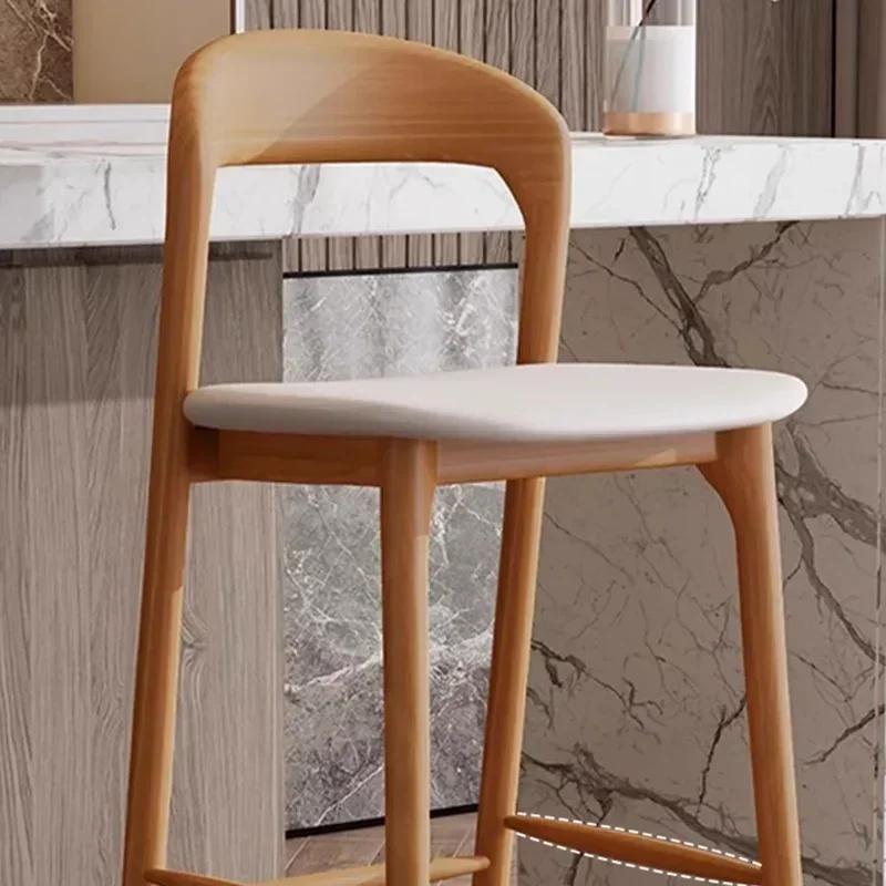 Salon de luxe dossier tabourets de Bar nordique en bois massif Design de mode chaises de Bar ergonom