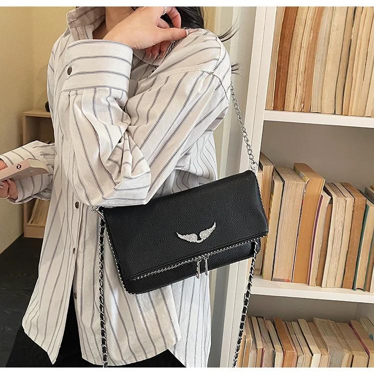 Nouveau sac à bandoulière scintillant tendance, sac à main en cristal avec chaîne diamantée, pochett