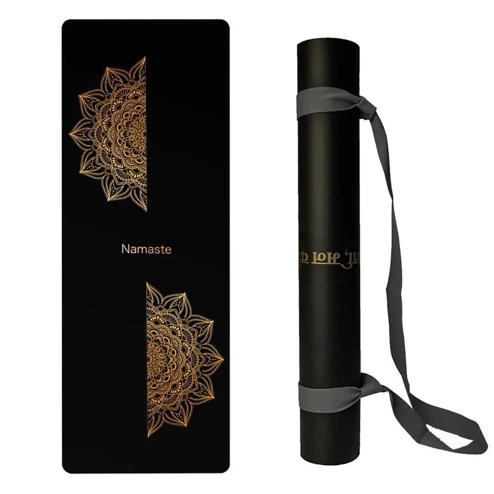 Tapis de Yoga chaud en caoutchouc de 6 pieds, tapis d'exercice, Mandala bronzant élargi de 68cm avec