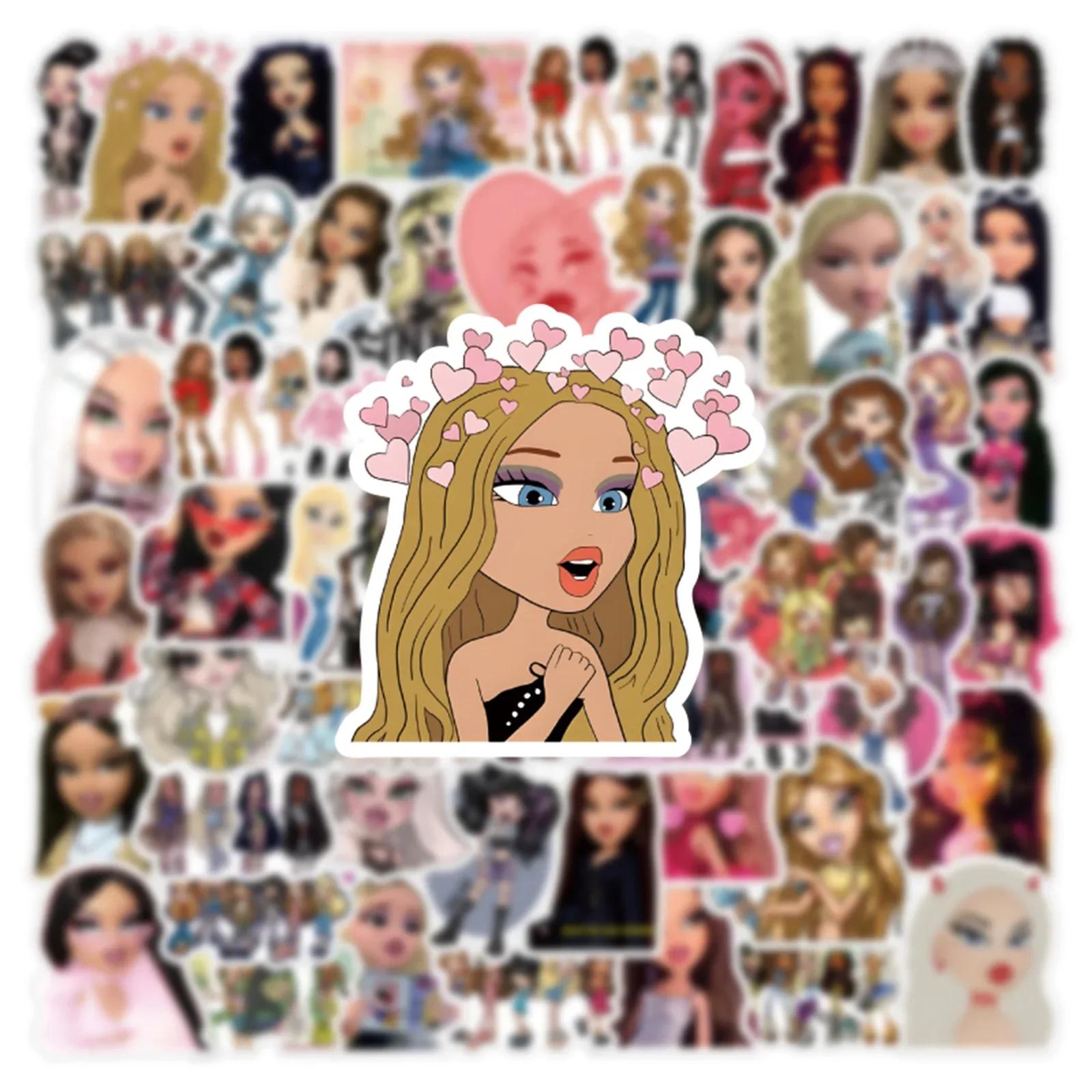 56/63 pièces dessin animé Bratz poupée Graffiti bricolage téléphone portable autocollant étanche