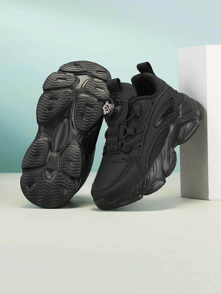 🔥 Sneakers pour enfants entièrement noires avec boucle rotative | Très facile à mettre et à enle