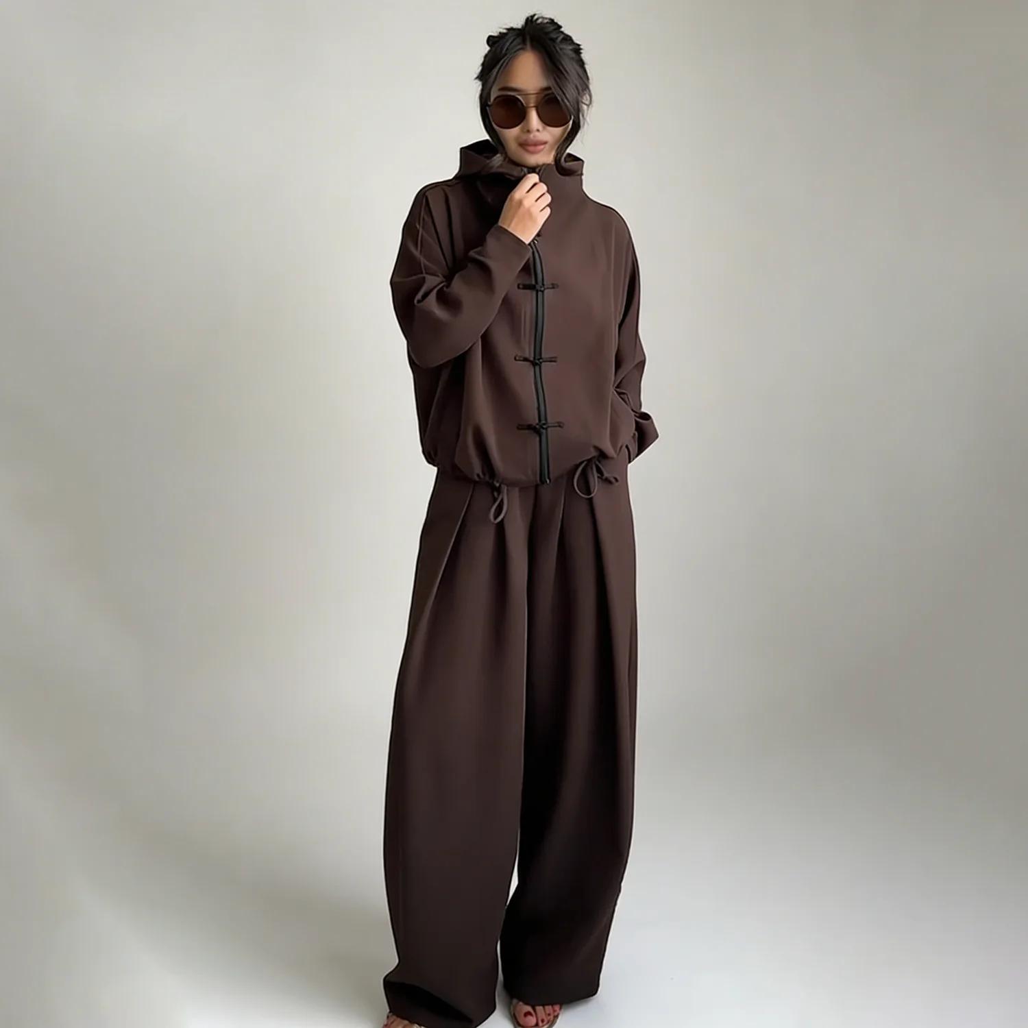 LIMO 2026 Femme : Ensemble deux pièces élégant à nœud chinois – Haut zippé à col montant et pantalon