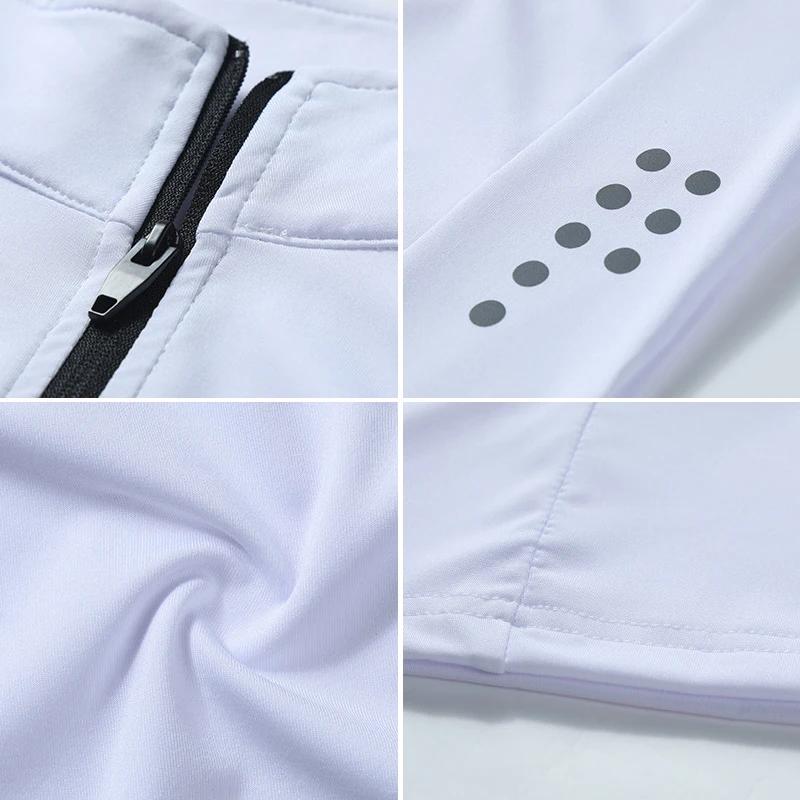 T-shirt de sport à manches longues pour hommes, coupe cintrée, demi-fermeture éclair, col montant, p