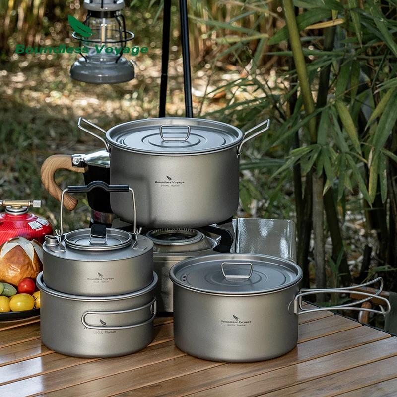Pot en titane Voyage sans limites 1,2 l 1,8 l 2,4 l, ensemble de cuisine de Camping, Pot de sac à do