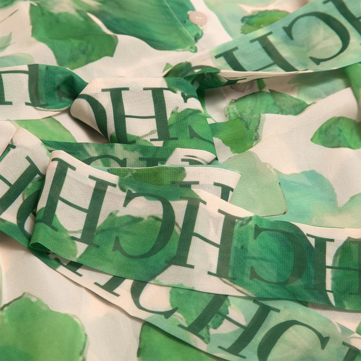 CHCH robe femme 2025 printemps nouveau col à manches longues fleur verte vacances
