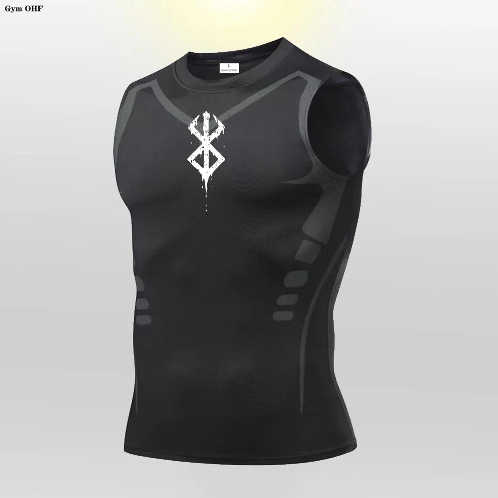 Anime Compression chemise hommes débardeur de gymnastique vêtements de Fitness musculaire Sport sans