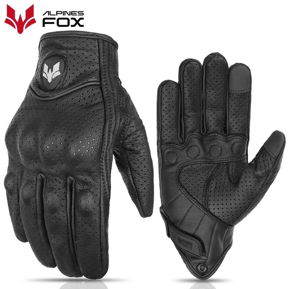 Gants de moto en cuir Vintage pour hommes, noirs, résistants à l'usure, pour écran tactile, antidéra