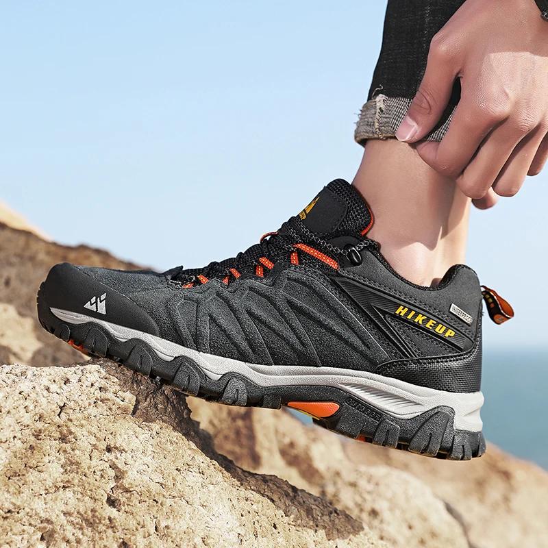 HIKEUP chaussures de randonnée en cuir de haute qualité Durable Sport de plein air hommes Trekking c