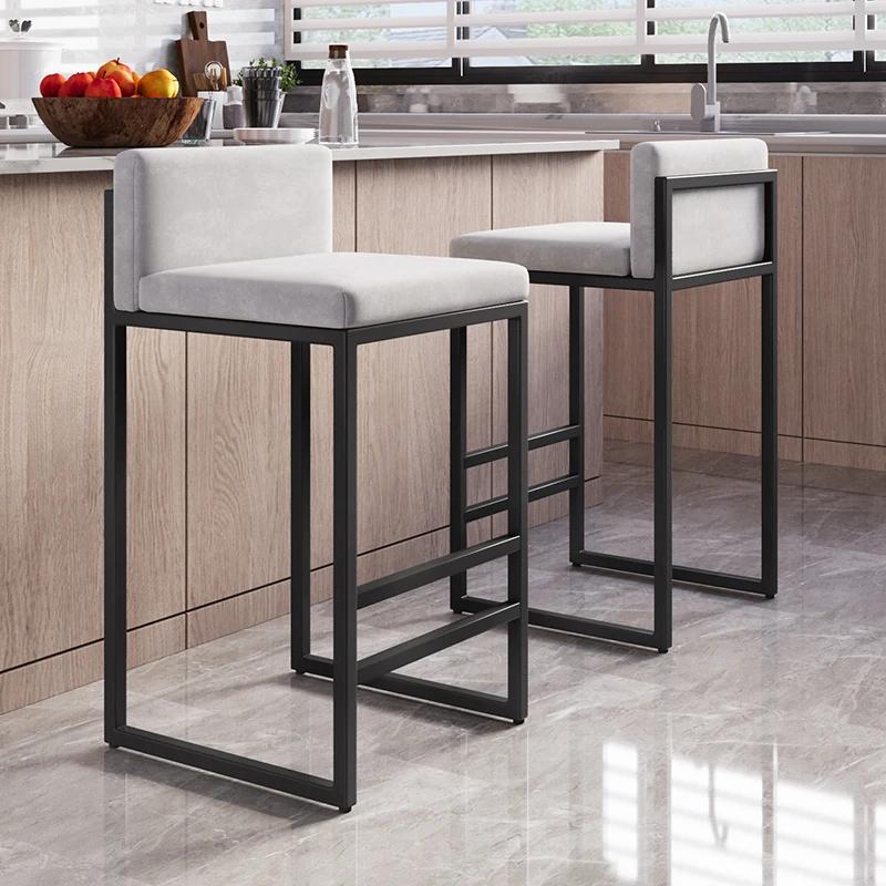 Tabouret de bar moderne avec dossier en fer forgé, chaise de comptoir pour la maison, l'îlot de cuis