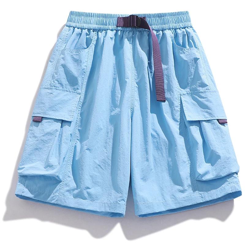 Short de Skateboard pour femmes et hommes, ample, décontracté, avec ceinture, grande poche, Cargo, B