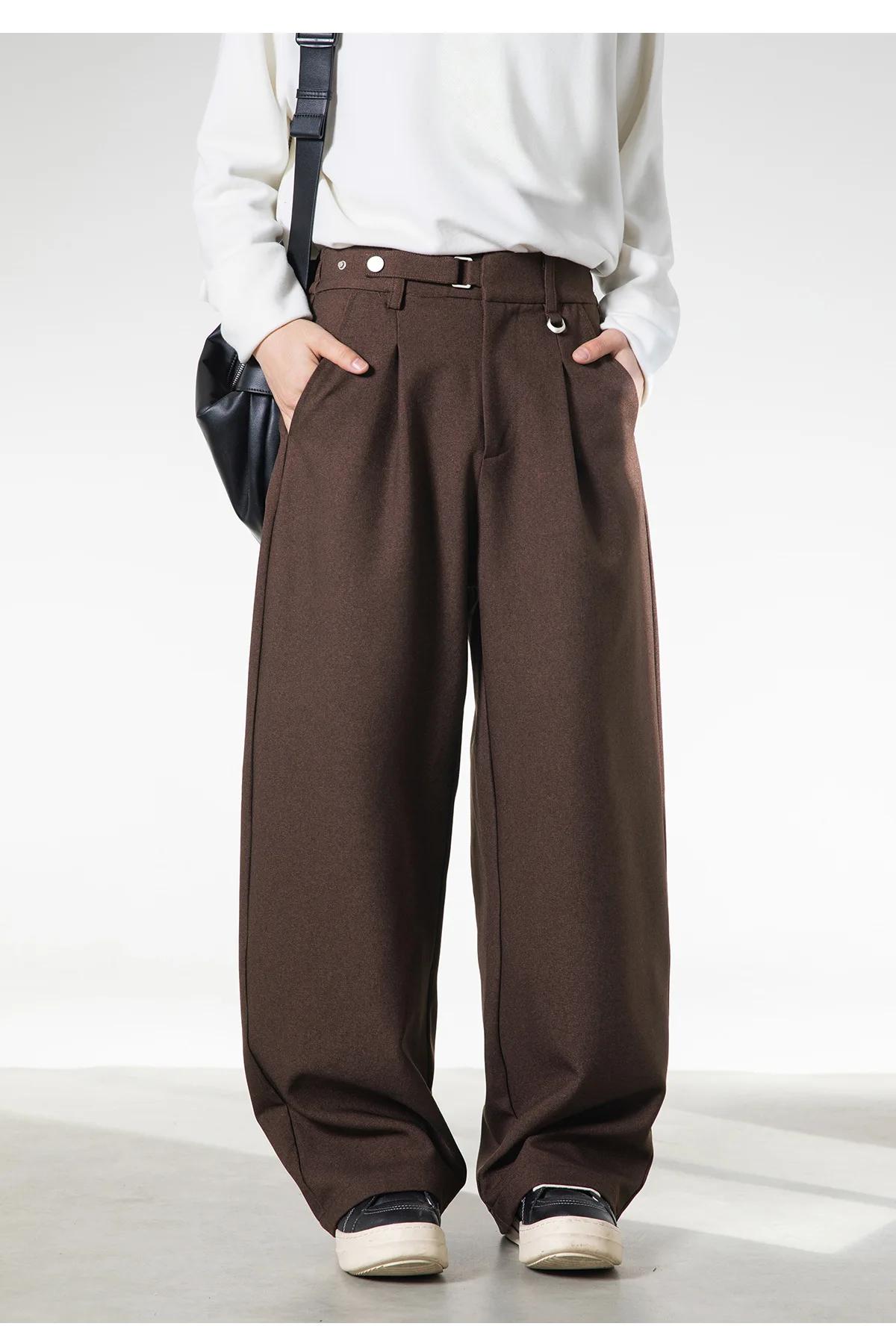 Pantalon drapé rétro pour hommes, taille réglable, décontracté, plissé, respirant, doux, jambe droit