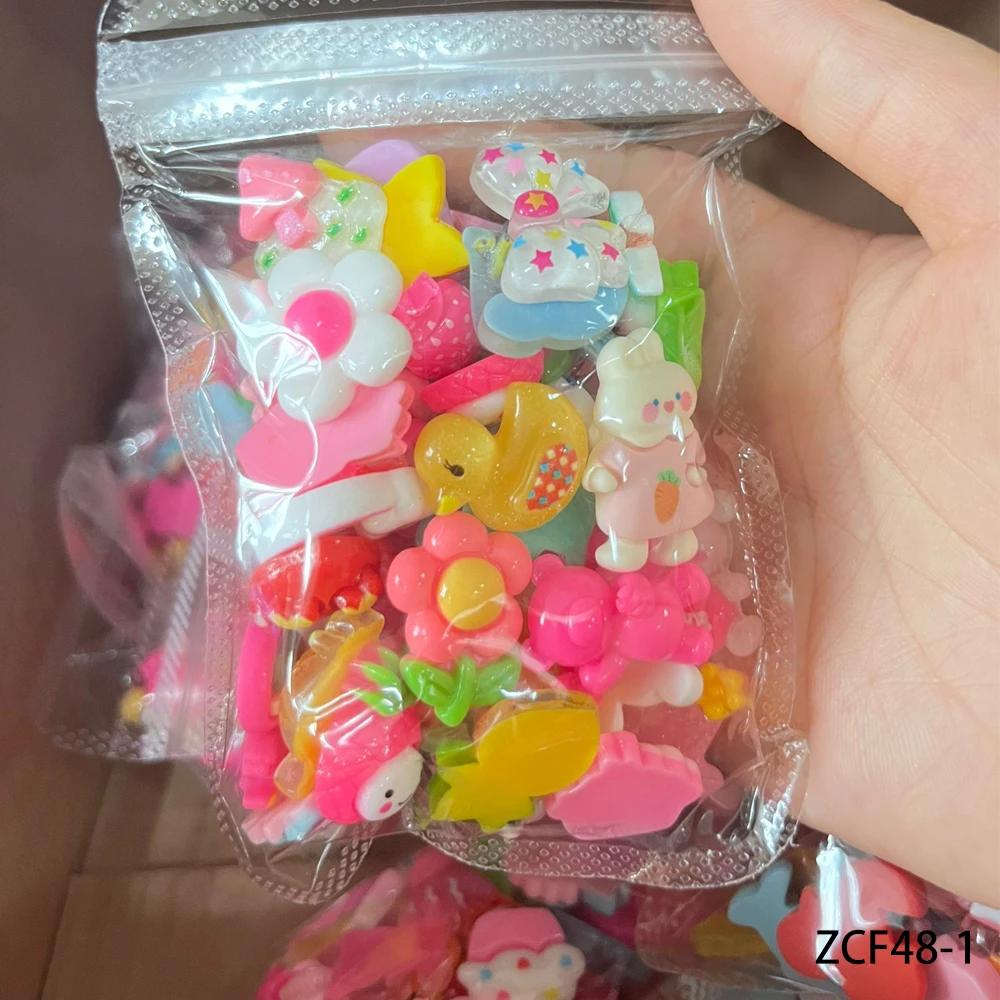 Breloques mixtes en résine Kawaii pour Nail Art, ours/canard/fleurs/arcs 3D, décoration d'ongles d'a
