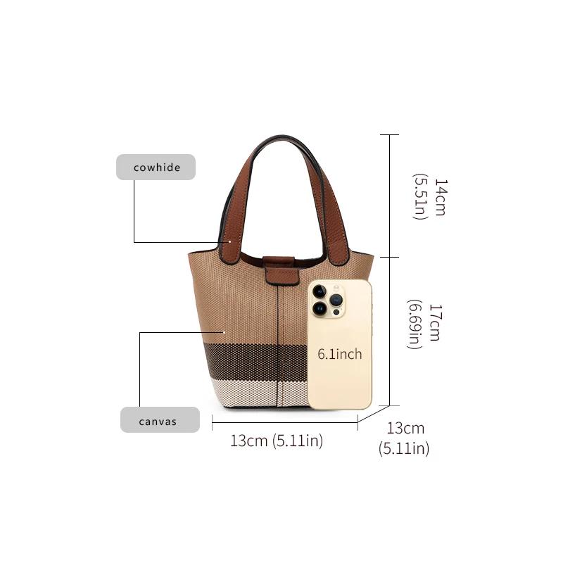 Sac à main à carreaux en toile de vache véritable, nouveau sac à bandoulière rétro à bandoulière dét
