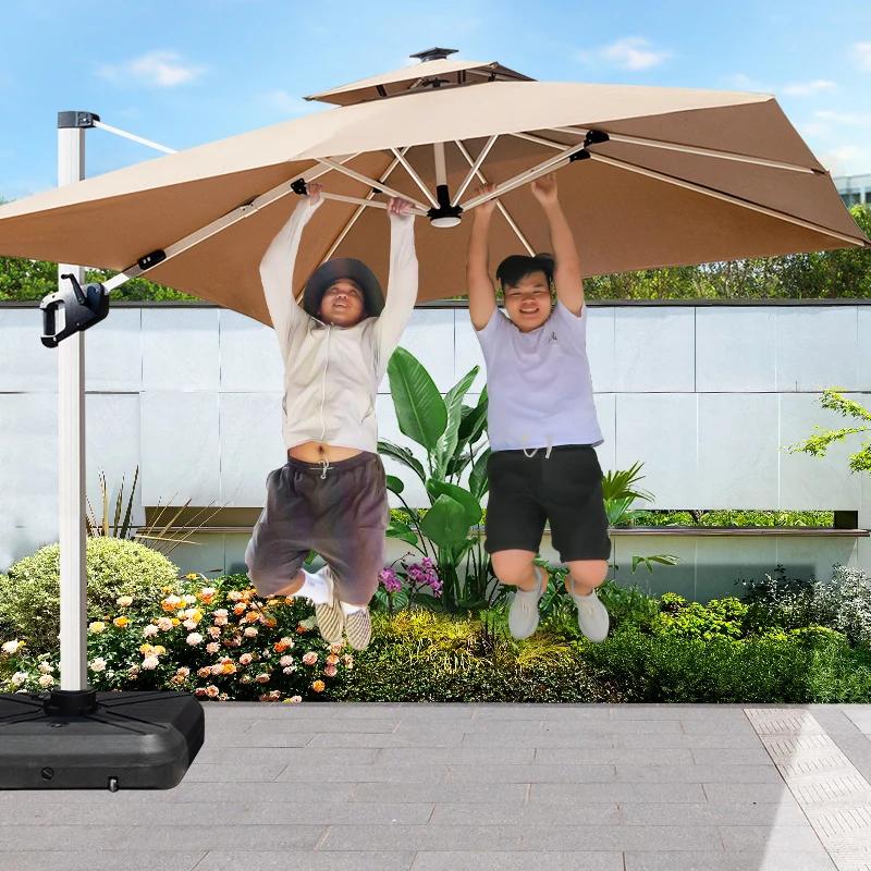 Parapluie solaire en porte-à-faux robuste, Parasols, mobilier d'extérieur