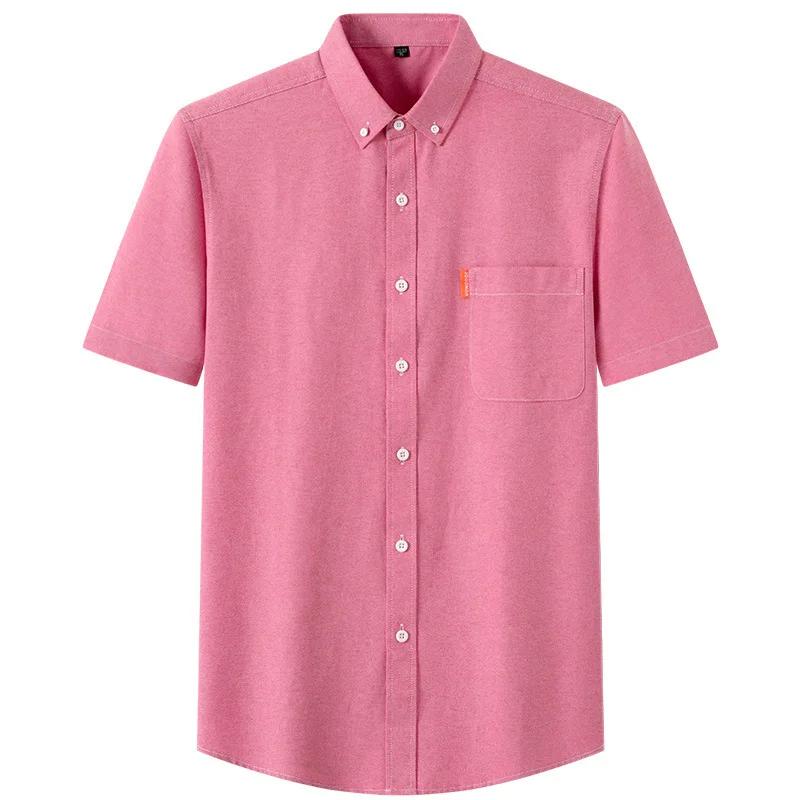 Chemises Oxford 100% coton pour hommes, manches courtes, couleur unie, coupe régulière, chemise form