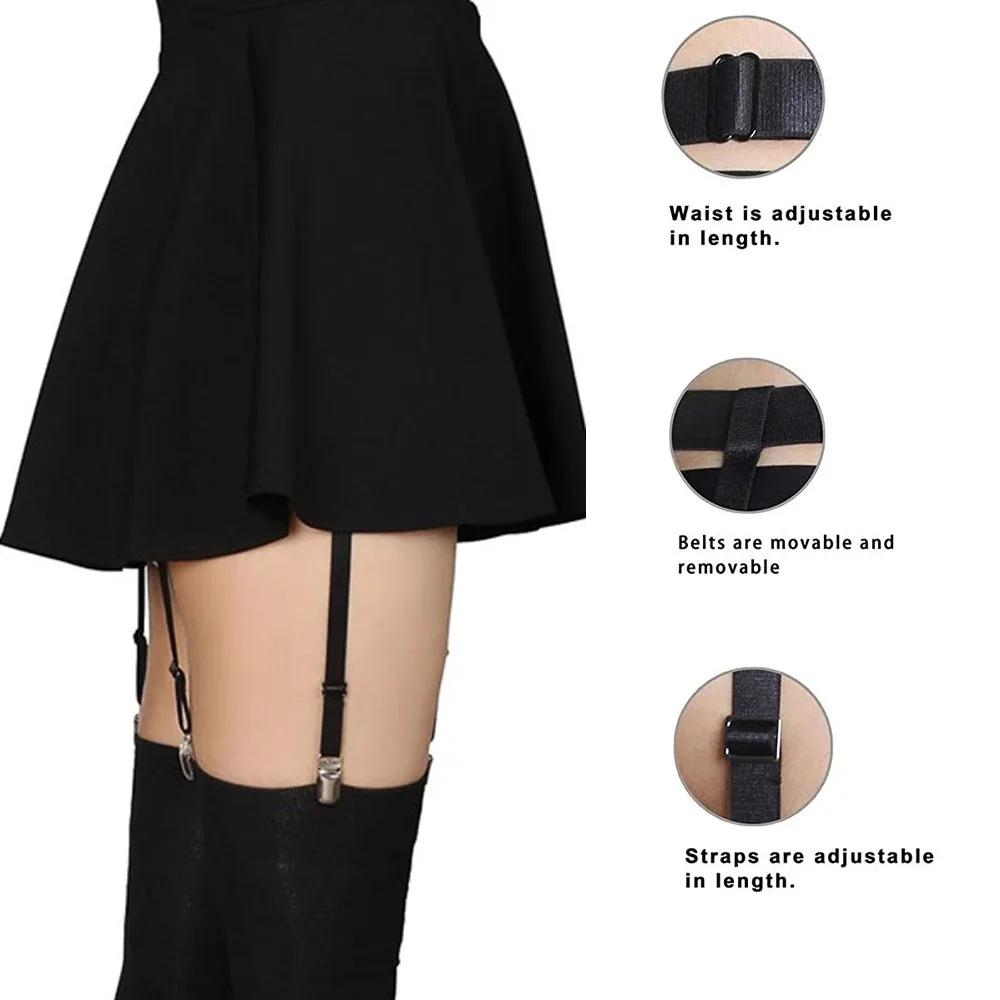 Cuisse haute bas porte-jarretelles pour femmes filles réglable élastique jambe chaussette bretelles