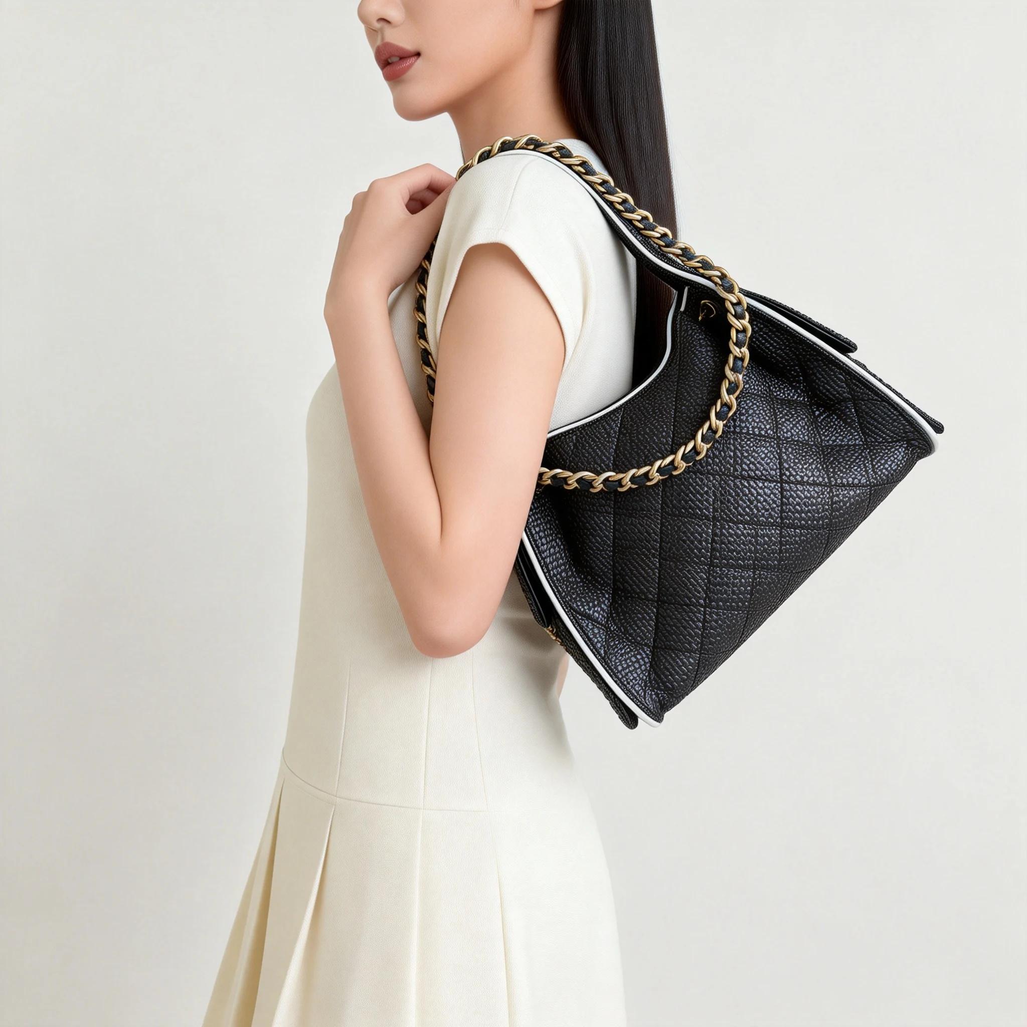 Sac à bandoulière de grande capacité de style bohème à motif diamant, style urbain, sac bandoulière