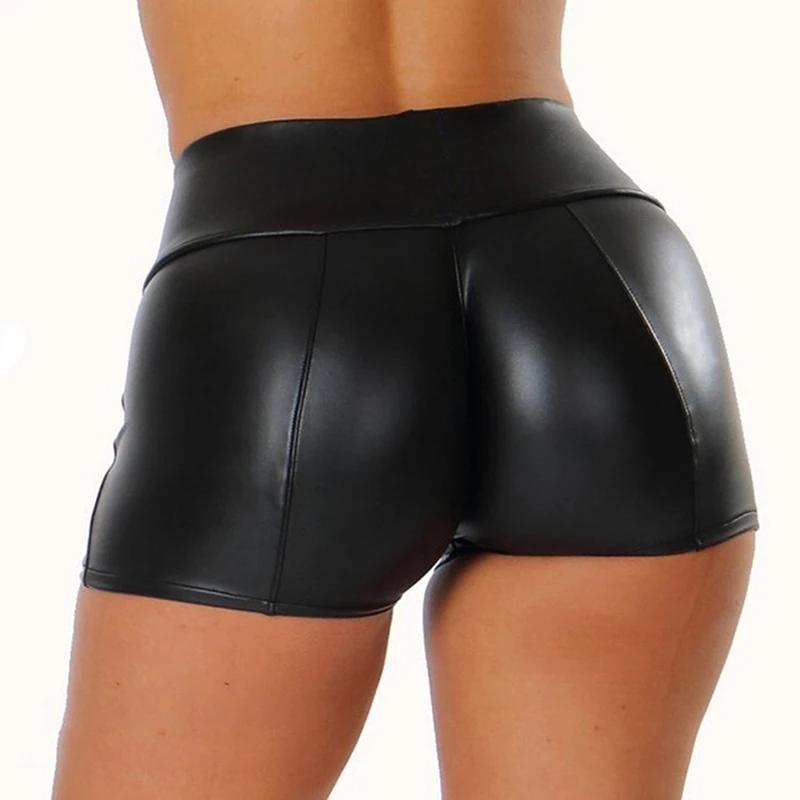 Short en cuir femmes taille haute moulante Push Up noir court Joggers sport Fitness femmes Sexy minc