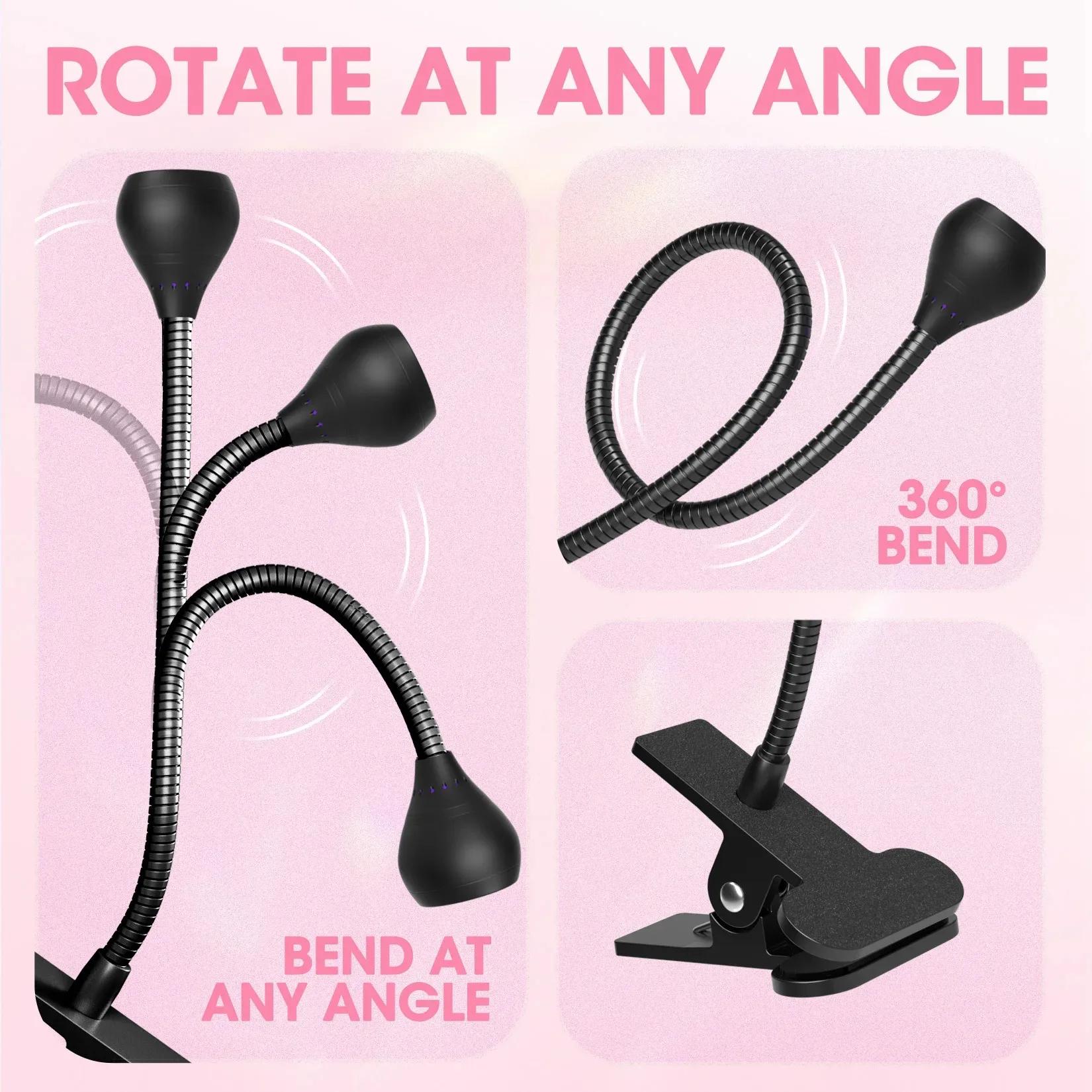 Sèche-ongles lumière UV lampe à ongles 395nm longueur d'onde Clip-on bureau Mini USB pour ongles en