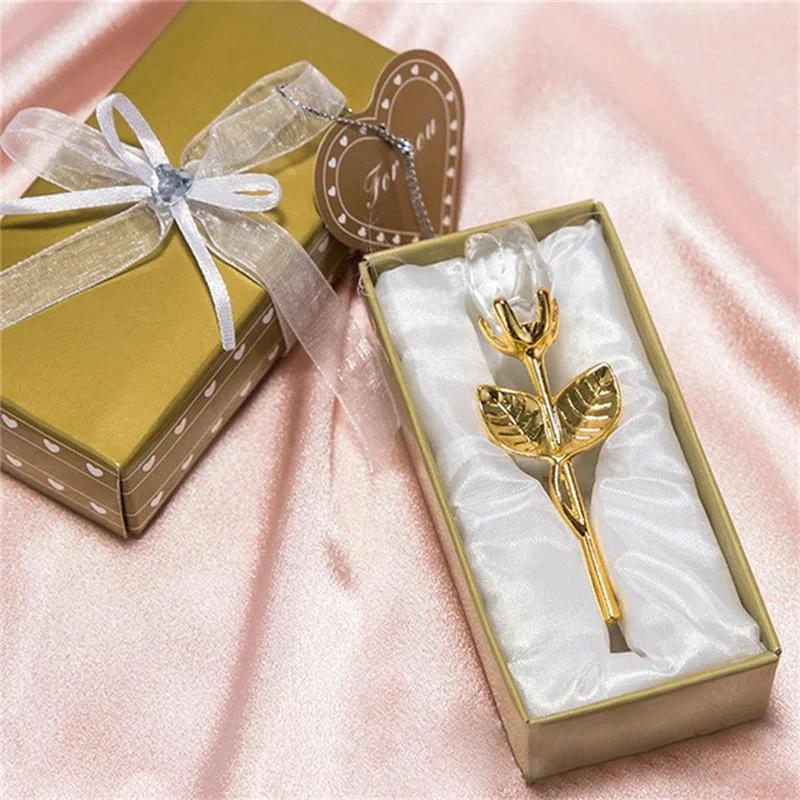 Figurines de roses en verre de cristal, 6 couleurs, artisanat, cadeaux de saint-valentin, cadeau pou