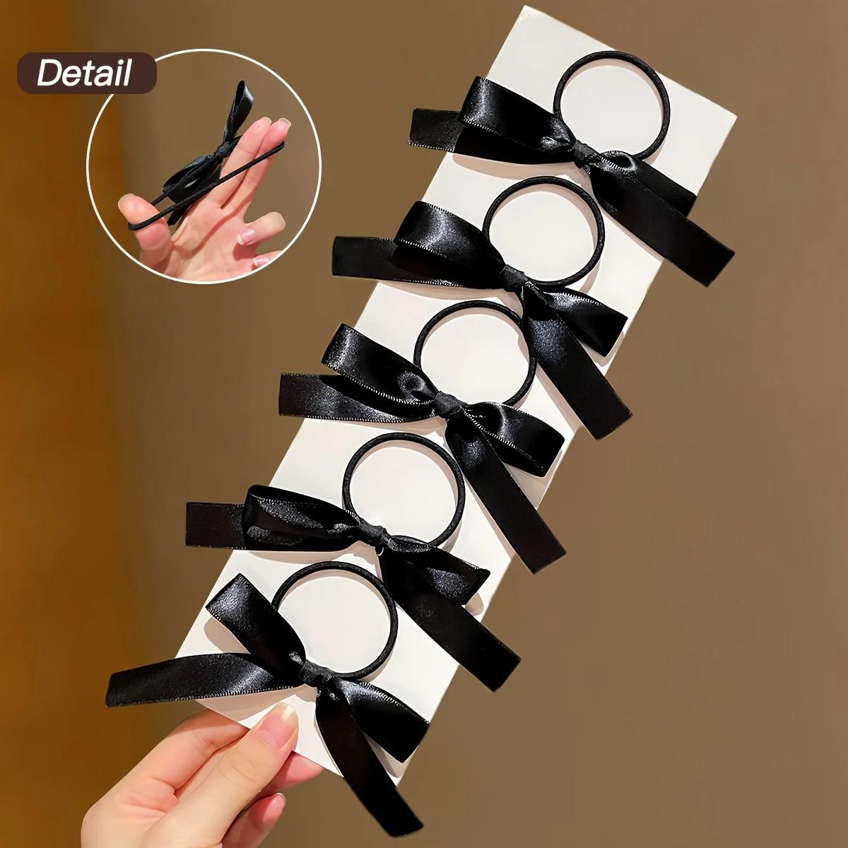 5 pièces Style femme, à la mode et mignon, nœud noir, adapté à un usage quotidien, accessoires pour