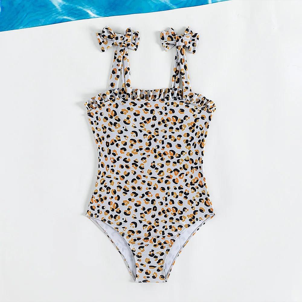 Maillot de bain une pièce imprimé léopard pour filles, à la mode, vêtements de plage, tenue d'été, p