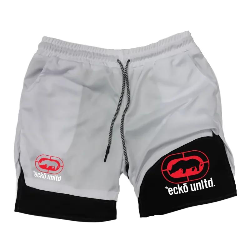 Shorts de course pour hommes 2 en 1 Shorts de sport à double couche Vêtements de sport Gym Fitness S