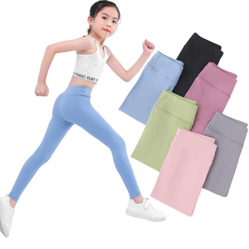 Pantalon de yoga taille haute pour enfants, leggings de sport skinny pour enfants, pantalons moulant