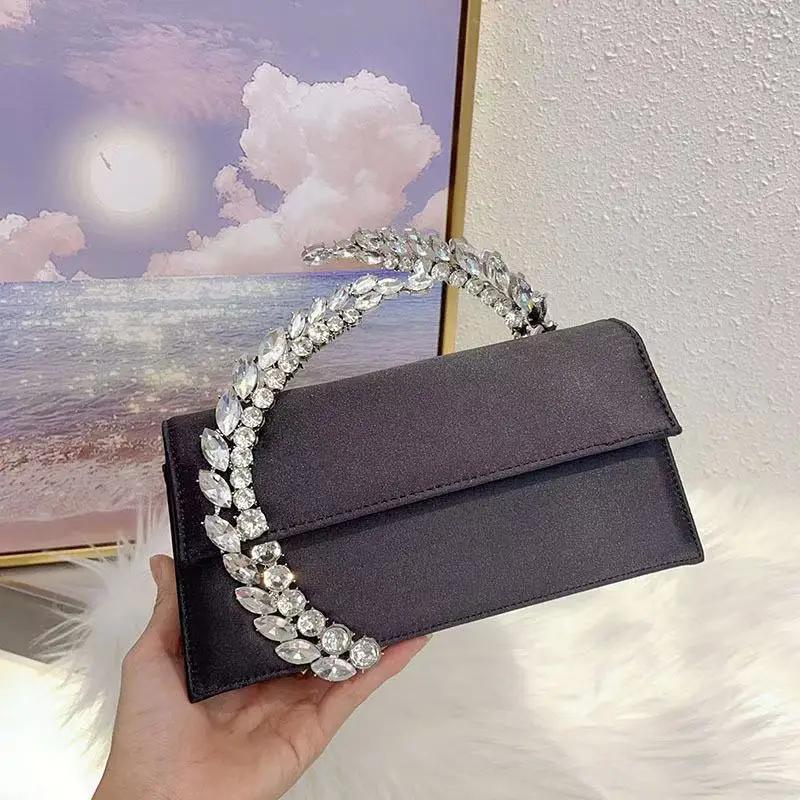 Sac à main en métal satiné pour femme, cristal brillant, biscuits diamant, sac de soirée, pochette d