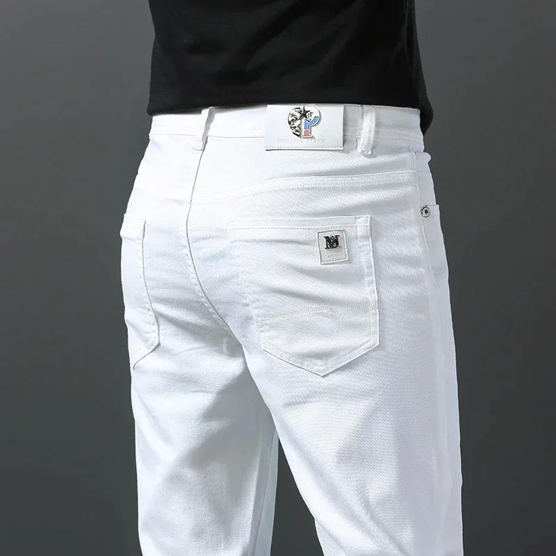 2025 printemps été nouveau 98% coton hommes Slim jean droit décontracté mode crayon pantalon haute q