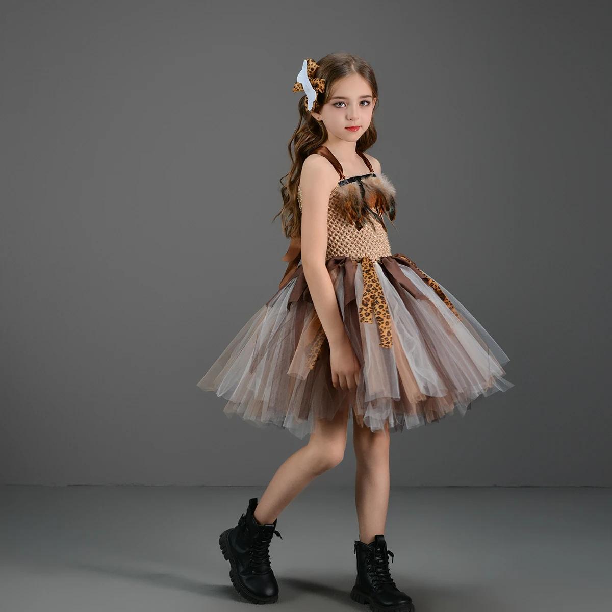 Costume de Diversification pour Fille, Robe Tutu d'Halloween, Cosplay d'Anniversaire, Jungle, Carnav