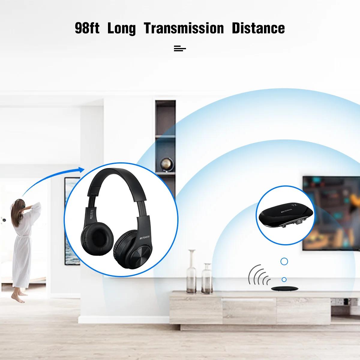 Retekess-Casque sans fil pliable TA005, stéréo, TV, sauna, signal téléphonique, portée 30m, clé muet