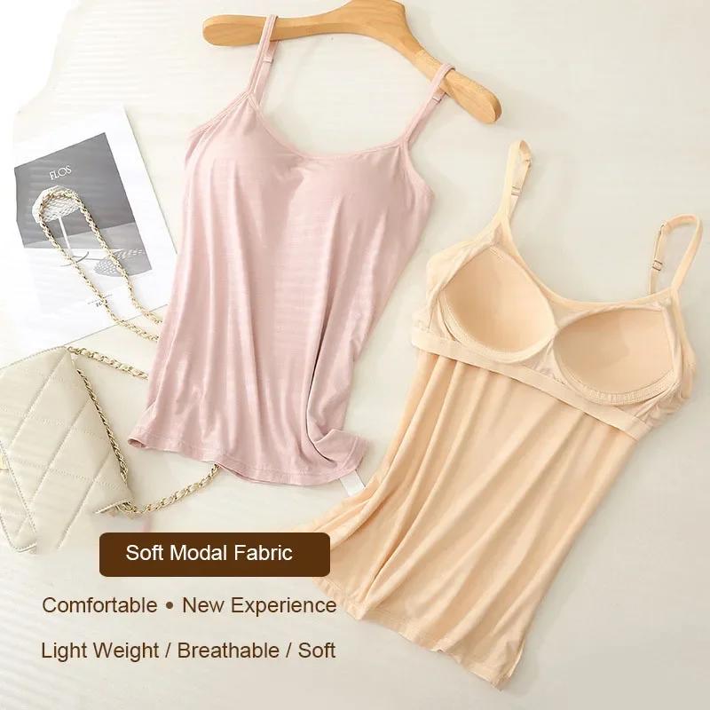 M-3XL pour 35-85kg Modal grande taille Camisole débardeur avec tasse fixe poitrine rembourrée vêteme