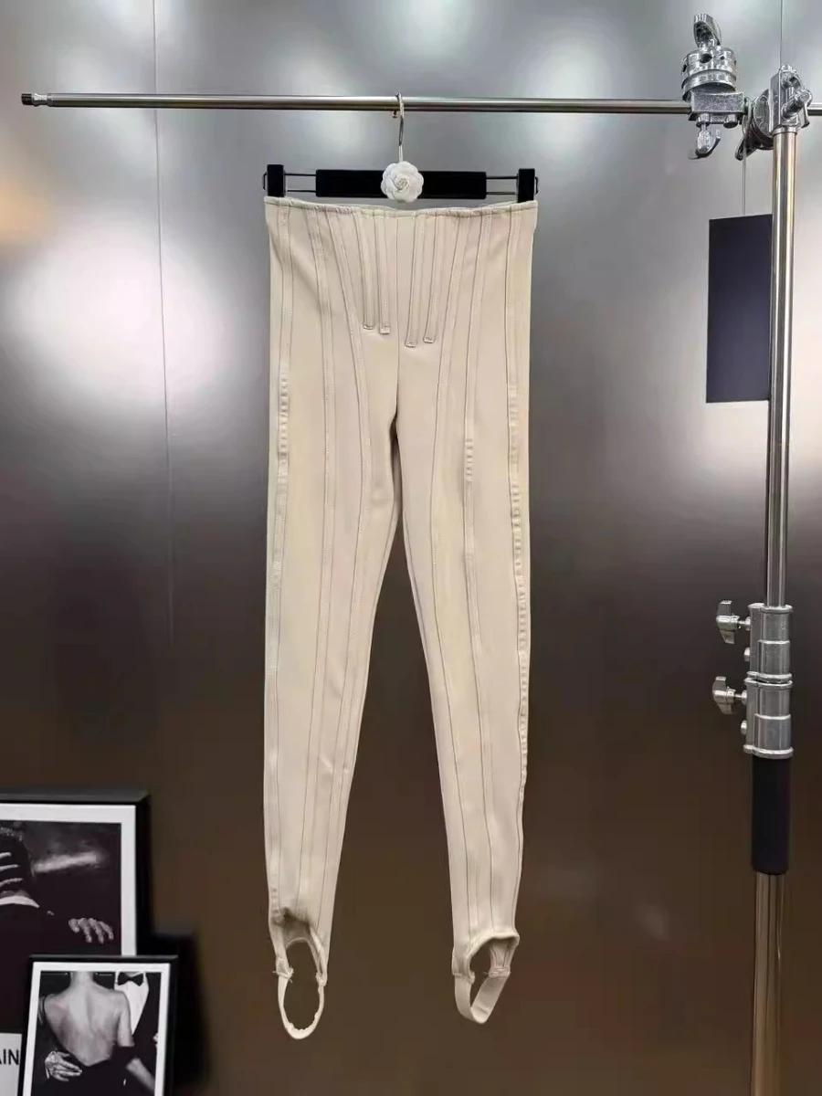 CHICEVER solide épissé plis Chic pantalon femme taille haute minceur Streetwear Design femmes pantal
