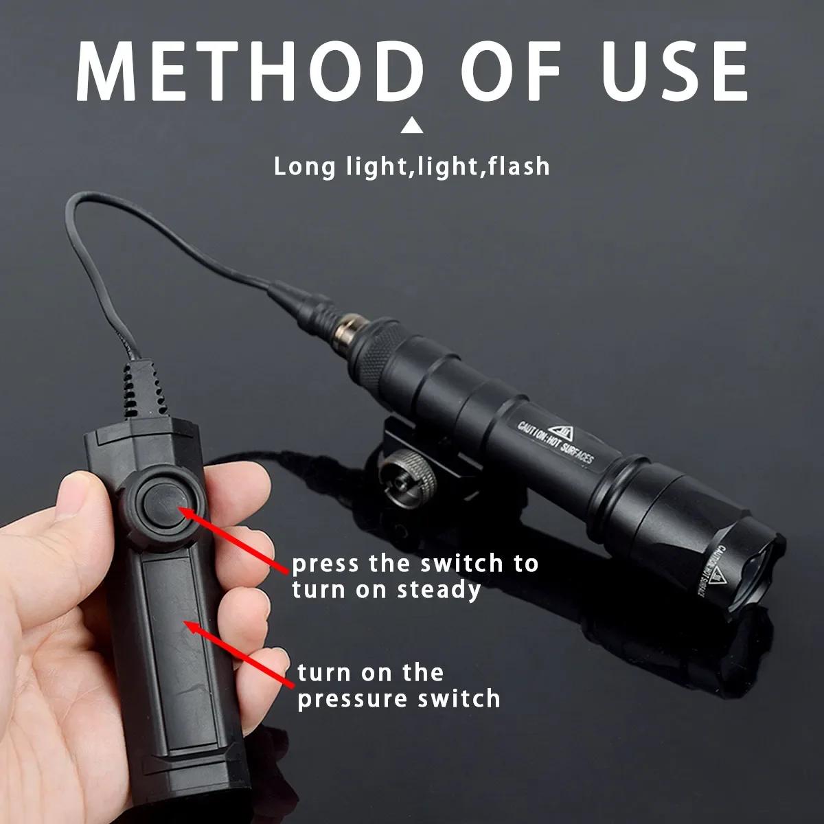 Lampe torche tactique puissante Surefir M600 M300 Airsoft avec double interrupteur à pression, rail