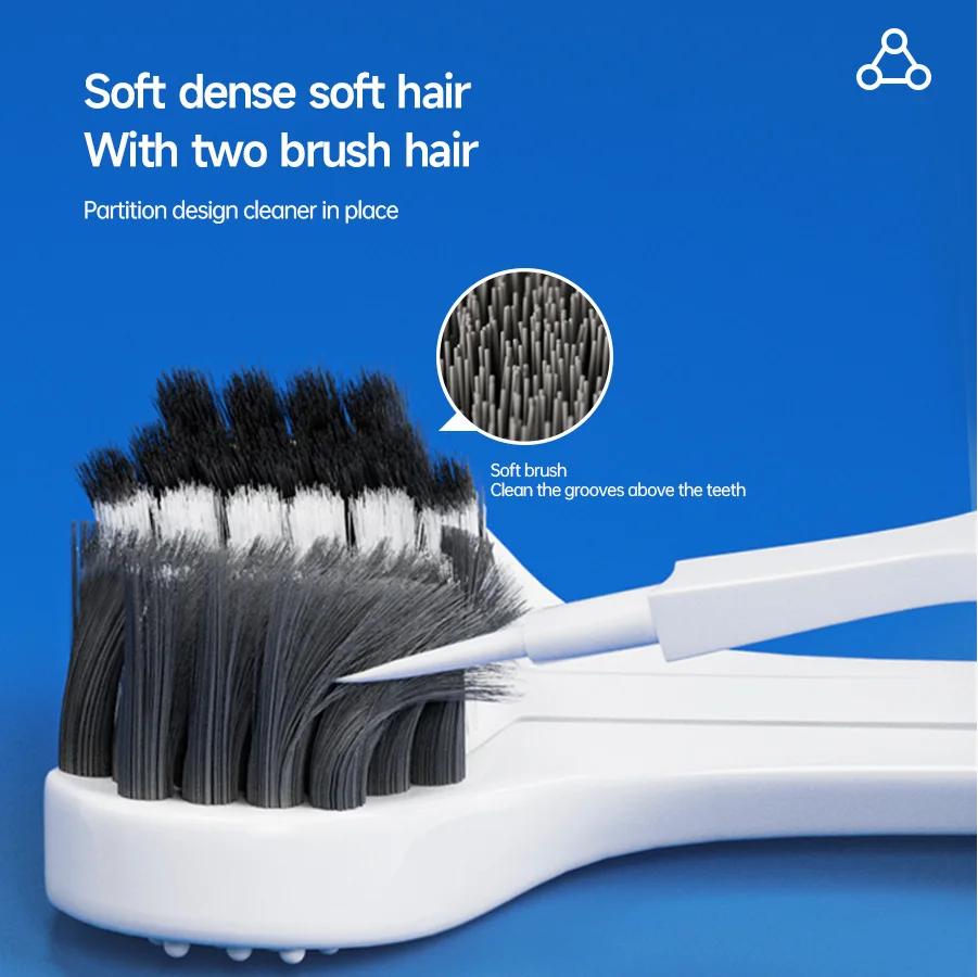 Brosse à dents manuelle 3D 6 pièces brosse à dents souple en forme de U à trois côtés pour le nettoy