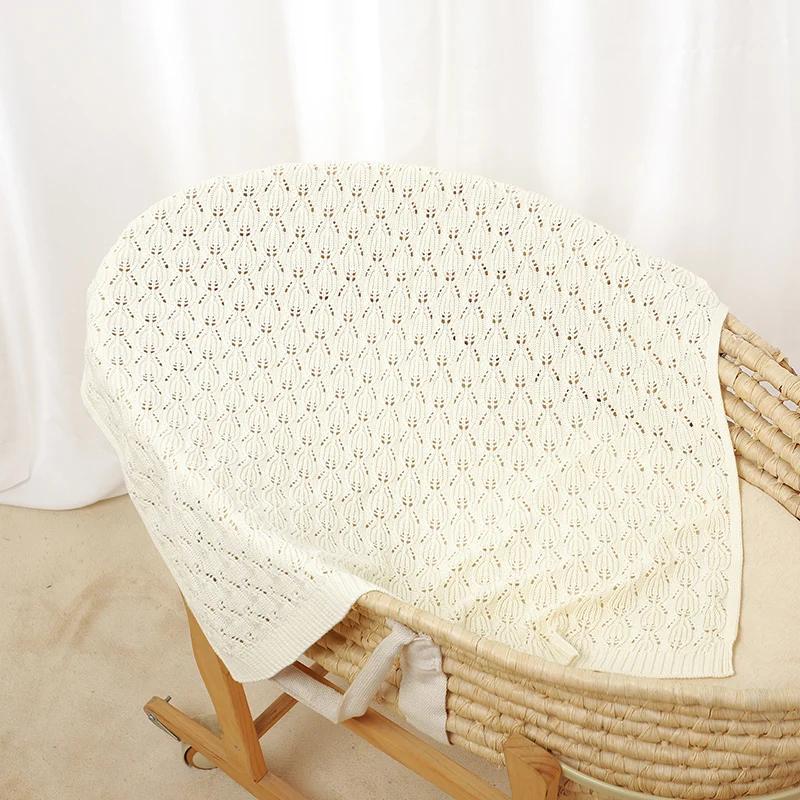 Tricot bébé couverture coton 90*70CM enfant en bas âge lange d'emmaillotage doux Plaid nouveau-né ga