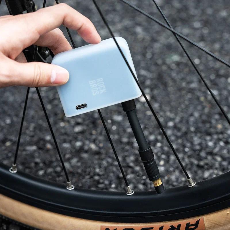 ROCKBROS pompe à vélo Portable Mini pompe à Air électrique poche 120PSI Rechargeable gonfleur de pne