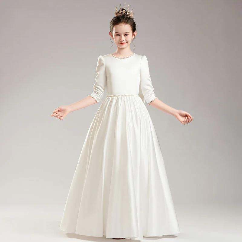 Robe de princesse élégante pour filles, robes de soirée pour enfants de 4 à 12 ans, vêtements blancs