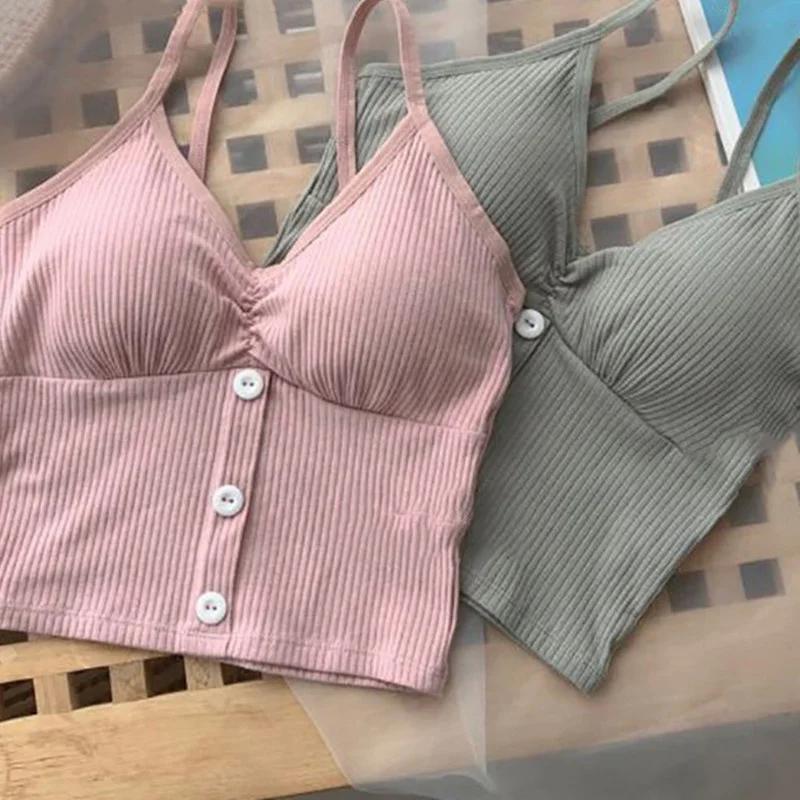 Femmes tricoté débardeur sangle gilet femme tricot haut court poitrine enveloppement pur sous-vêteme