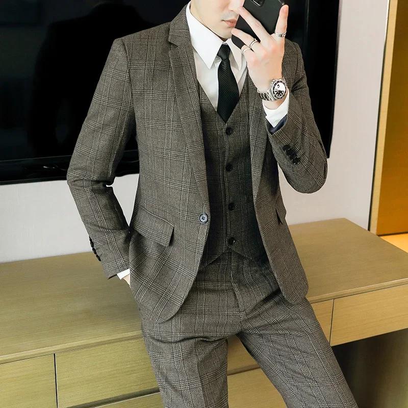 Costume de mariage et de travail pour homme en chanvre et coton, coupe ajustée, style mode, affaires