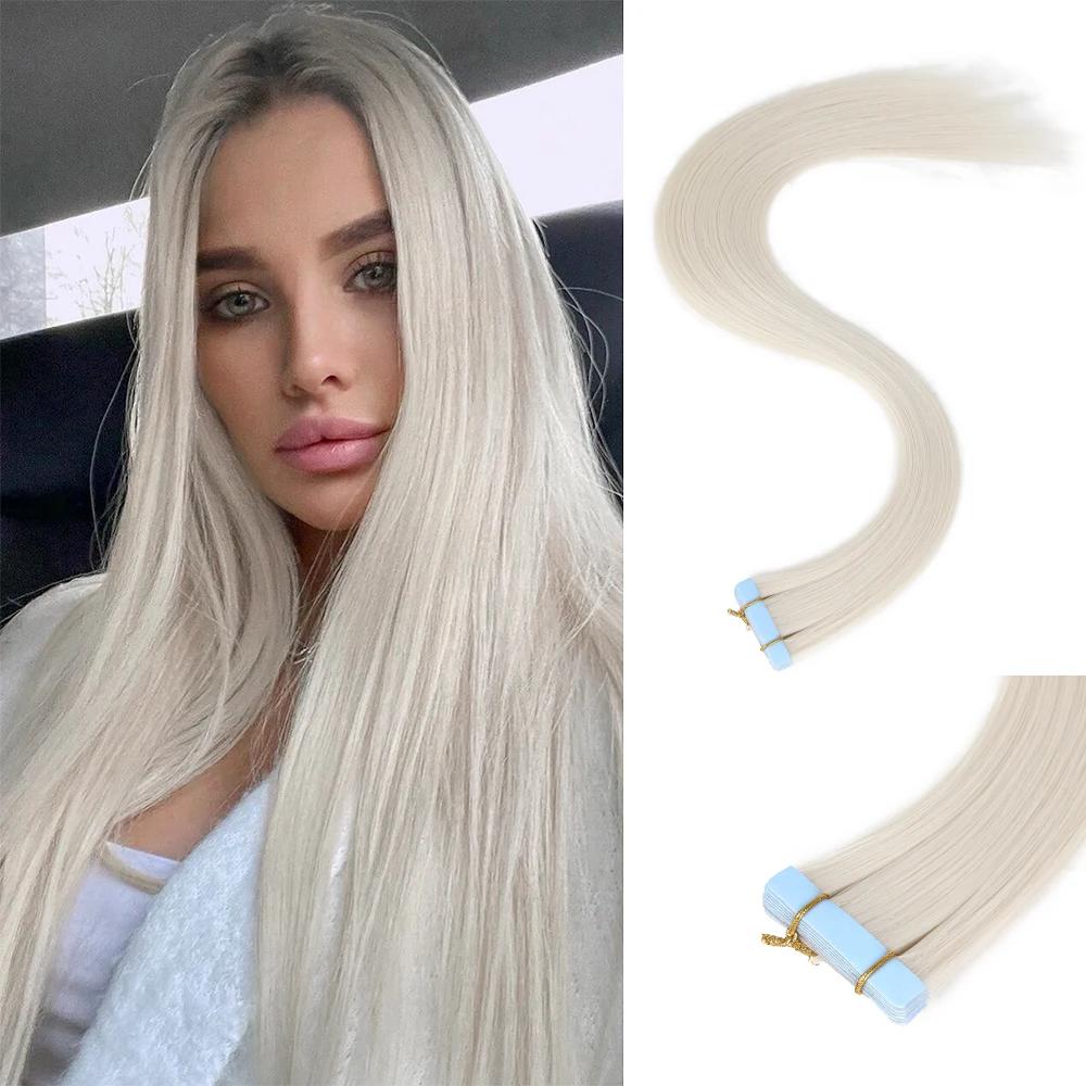 20 pouces 10 pièces bande dans les Extensions de cheveux synthétique longue bande droite postiche sa