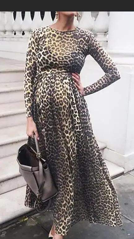 Robes de maternité Sexy à motif imprimé léopard, vêtements de grossesse à manches longues pour séanc